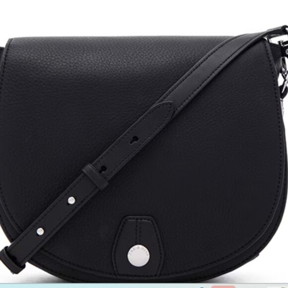 Rag & Bone Black Pebble Leather Flight Saddle Bag w/silver hardware - Picture 1 of 11